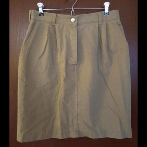 VINTAGE 80s, J Crew, button-fly, Tan Khaki SKIRT, 100% Cotton, Size12, EUC